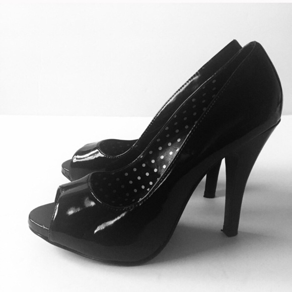 X Appeal Black Open Toe Heels 6.5 - Picture 1 of 8